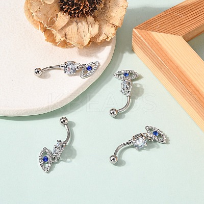 Evil Eye Drop Belly Button Rings for Women AJEW-C010-01P-1