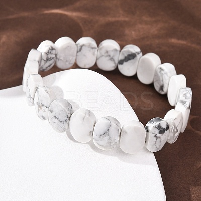 Natural Howlite Faceted Beaded Stretch Bracelets for Women BJEW-K251-07S-1