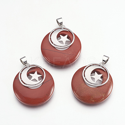 Natural Red Jasper Pendants KK-F751-F17-1