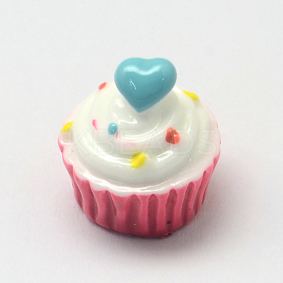 Heart with Cake Resin Cabochons CRES-R183-04B-1