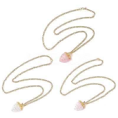 3Pcs Acrylic Rhinestone Pendant Necklaces NJEW-JN05442-1