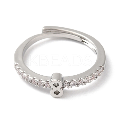 Rack Plating Brass Clear Cubic Zirconia Number 8 Adjustable Rings for Women RJEW-S407-09P-08-1