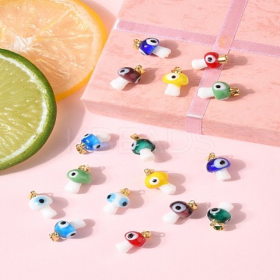 16Pcs 8 Colors Handmade Lampwork Pendants LAMP-FS0001-47-1