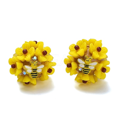 Polymer Clay Rhinestone Beads with Resin X-RESI-Z045-04-1