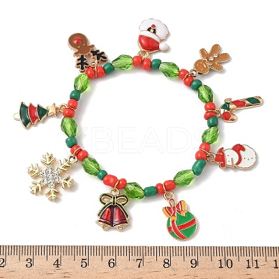 Christmas Alloy Enamel Charm Bracelets BJEW-B155-01B-KCG-1