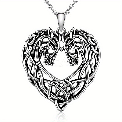 Alloy Viking Knot Heart Horse Pendant Necklaces FS-WG2DD1C-01-1