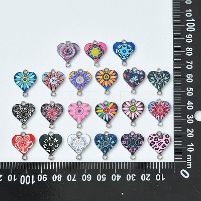 42Pcs 21 Styles Alloy Enamel Connector Charms ENAM-CJ0004-42-1