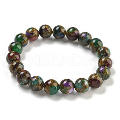 Round Synthetic Gold Clinquant Stone Stretch Bracekets G-P549-02A-03-1