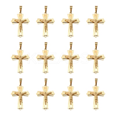 Golden 304 Stainless Steel Crucifix Cross Big Pendants for Easter STAS-V0493-79B-1