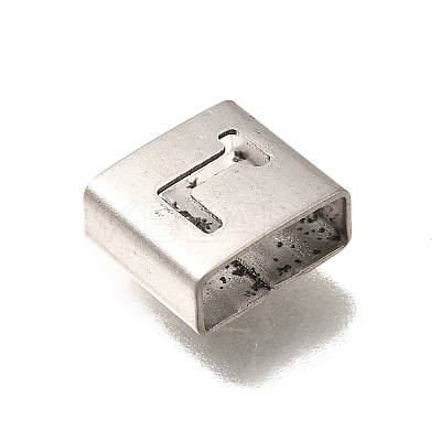 Letter Style 304 Stainless Steel Square Slide Charms STAS-L132-23L-1
