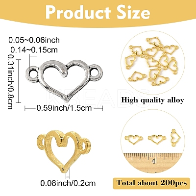 203Pcs Tibetan Style Alloy Hollow Connector Charms HEAR-YW0001-01AS-1