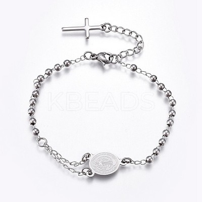 Tarnish Resistant 201 Stainless Steel Charm Bracelets LS-BJEW-P258-15P-1
