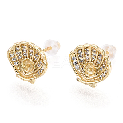 925 Sterling Silver Micro Pave Cubic Zirconia Stud Earring Findings STER-T004-40G-1