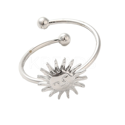 Non-Tarnish 304 Stainless Steel Open Cuff Ring RJEW-M167-09C-P-1
