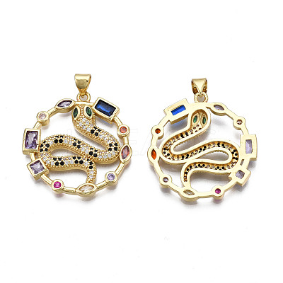 Brass Micro Pave 
Cubic Zirconia Pendants ZIRC-N039-229-1