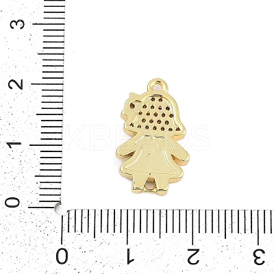 Brass Micro Pave Clear Cubic Zirconia Girl Connector Charms KK-I723-22G-1