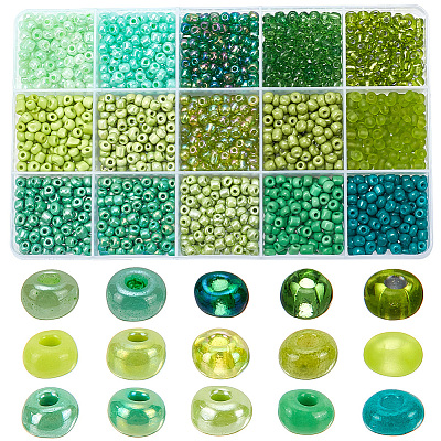 1800Pcs 15 Colors Glass Round Seed Beads SEED-AR0001-18-1