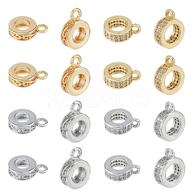 16Pcs 4 Style Brass Micro Pave Cubic Zirconia Tube Bails KK-FH0007-20-1