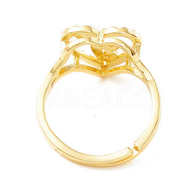 Real 18K Gold Plated Brass Alphabet Adjustable Rings RJEW-M139-18T-1