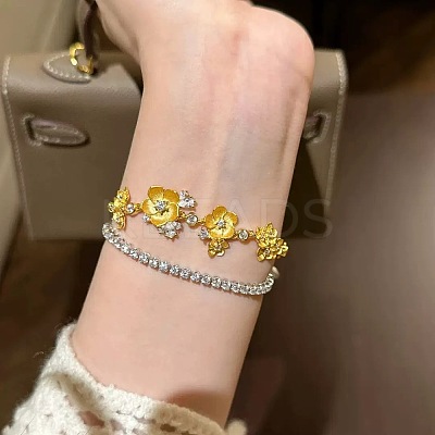 Brass Pave Cubic Zirconia Link Bracelets WGBE35A-02-1