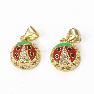 Brass Micro Pave Cubic Zirconia Charms KK-E068-VB322-1