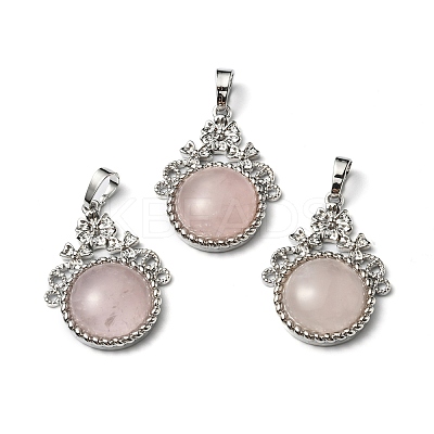 Natural Rose Quartz Pendants G-P498-01P-02-1