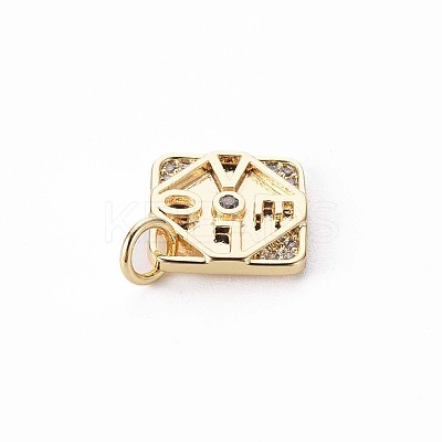 Brass Micro Pave Clear Cubic Zirconia Charms KK-Q765-010-NF-1