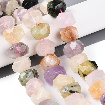 Natural Amethyst & Prehnite & Yellow Quartz & Lemon Quartz & Rose Quartz Beads Strands G-N347-18A-05-1