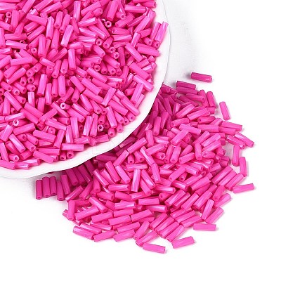 Baking Paint Glass Twist Bugle Beads SEED-C004-02S-1