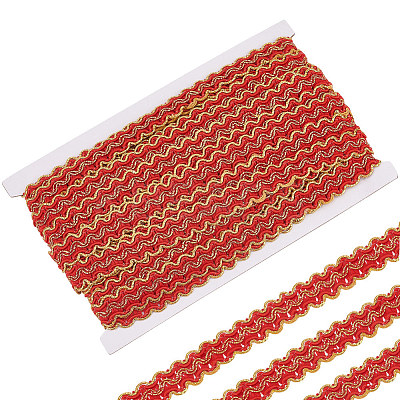 12M Polyester Glitter Wavy Fringe Trim Ribbon OCOR-WH0003-031C-1