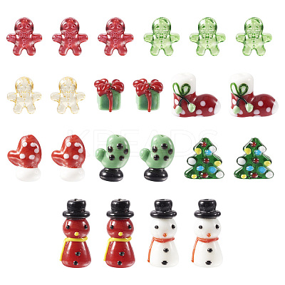 44pcs 10 style Christmas Handmade Lampwork Beads LAMP-TA0001-16-1