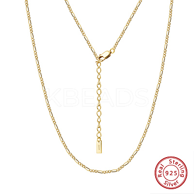 925 Sterling Silver Figaro Chain Necklaces for Women NJEW-H048-05G-1