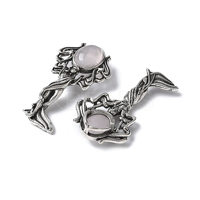 Angel Brass Natural Rose Quartz Pendants KK-D361-02AS-19-1