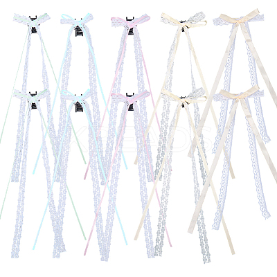 10Pcs 5 Colors  Polyester Resin Bowknot Hair Clips PHAR-CN0001-05-1