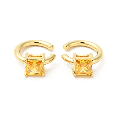 Cubic Zirconia Square Open Cuff Earrings EJEW-G312-16G-02-1