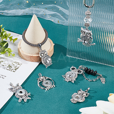 6Pcs 6 Style Alloy Rhinestone Hang Snap Base Pendants FIND-NB0003-51-1