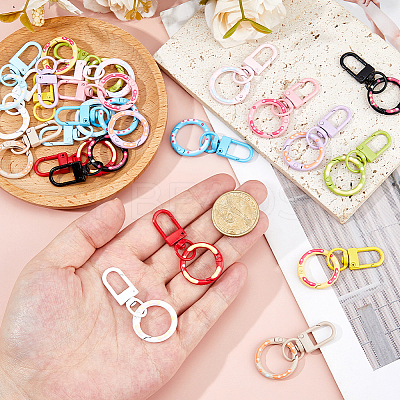 22Pcs 11 Colors Baking Paint Alloy Swivel Clasps KEYC-HS0001-08-1