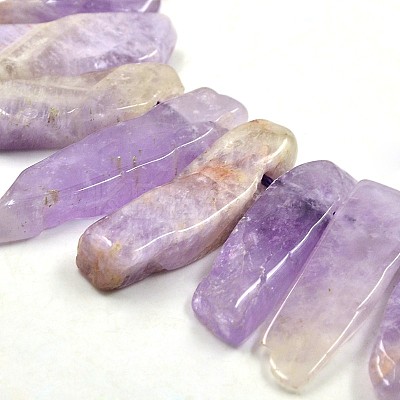 Irregular Strip Natural Lavender Amethyst Graduated Beads Strands G-P064-06-1