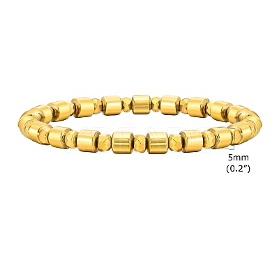 Non-magnetic Synthetic Hematite Beaded Stretch Bracelet for Men PW-WG61383-01-1