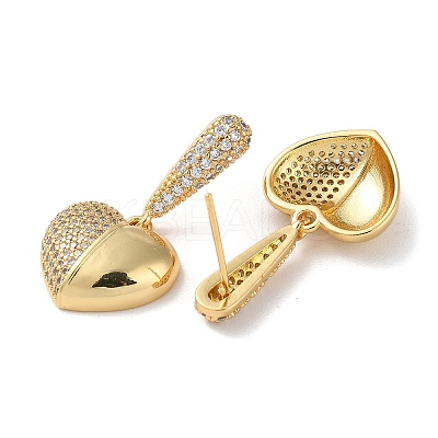 Brass Pave Cubic Zirconia Stud Earrings for Women EJEW-M258-09G-1