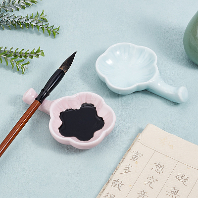 2Pcs 2 Colors Ceramic Brush Holder DIY-PH0023-06-1