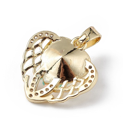 Real 18K Gold Plated Rack Plating Brass Micro Pave Clear Cubic Zirconia Pendants KK-C015-29G-04-1