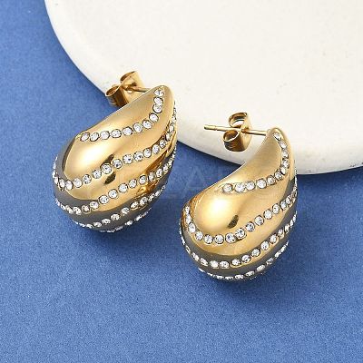 304 Stainless Steel Teardrop Stud Earrings EJEW-B108-07G-1
