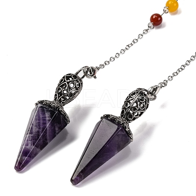 Natural Amethyst Pointed Hexagonal Cone Dowsing Pendulums G-Q184-03E-AS-1