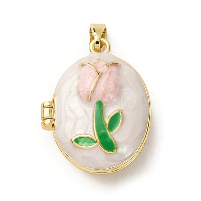 Brass Enamel Locket Pendants KK-F912-05C-G-1