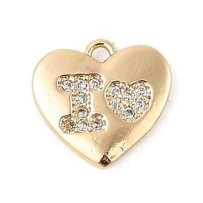 Brass Micro Pave Clear Cubic Zirconia Charms KK-R219-29G-1