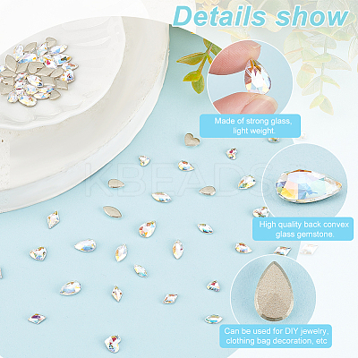 64Pcs 8 Style Light AB Style K9 Glass Rhinestone Cabochons RGLA-FG0001-09-1