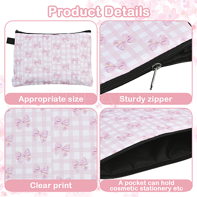 4Pcs 4 Styles Rectangle with Bowknot Printed Polyester Cosmetic Zipper Pouches ABAG-SP0001-51A-1