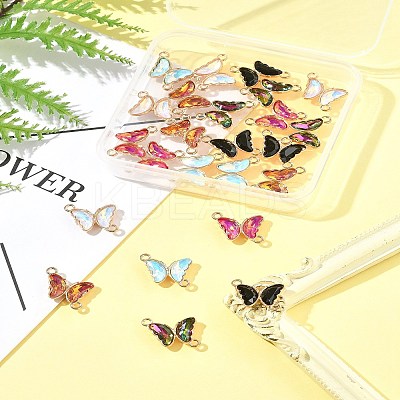 24Pcs 6 Colors Alloy Glass Connector Charms FIND-FS0003-51-1