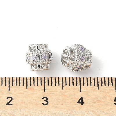 Brass Micro Pave Cubic Zirconia European Beads KK-U067-07P-1